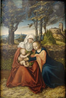  The Virgin and Child with Saint Anne -  An Exquisite Tapestry of Sacred Light and Human Emotion